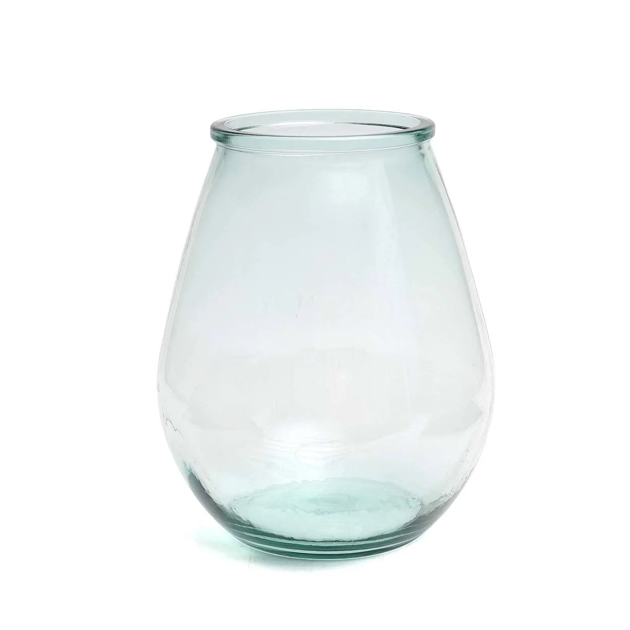 Vase ovale en verre recyclé transparent bleu de 23 cm pour décoration florale