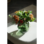 Vase ovale en verre recyclé vert effet dégradé – H23 cm