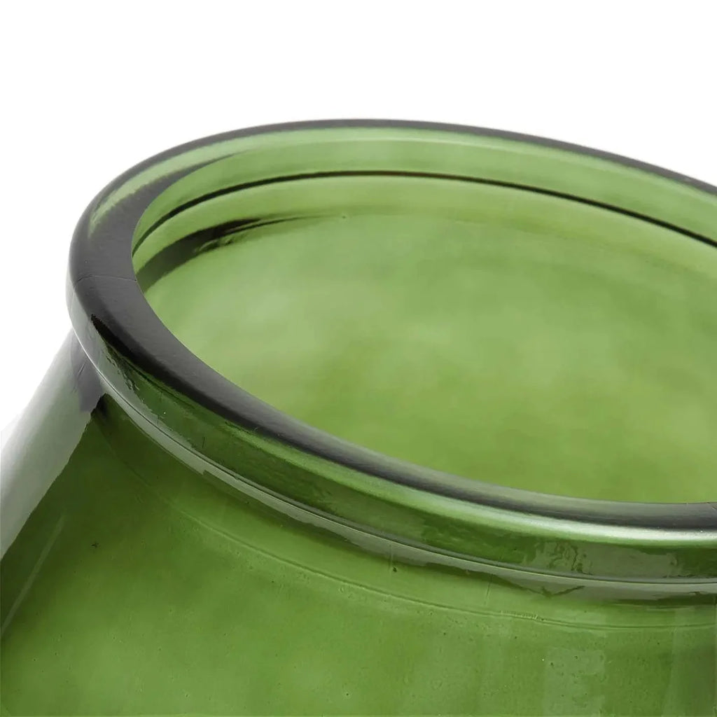 Vase ovale en verre recyclé vert effet dégradé – H23 cm