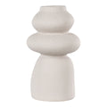 Vase rond en grès beige texturé, forme organique moderne Ø14,5x26,5 cm
