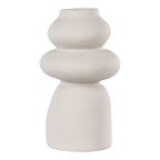 Vase rond en grès beige texturé, forme organique moderne Ø14,5x26,5 cm