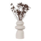 Vase rond en grès beige Ø14,5x26,5 cm avec fleurs séchées