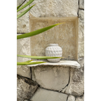 Vase rond en terre cuite effet béton gris avec texture nervurée de 14 cm