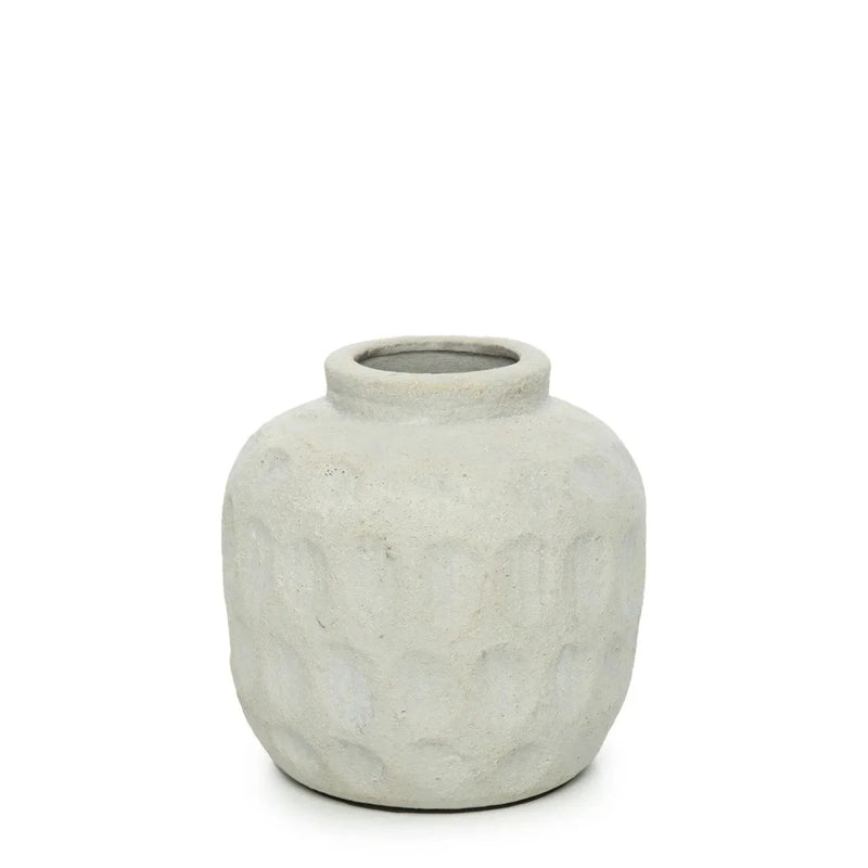 Vase rond en terre cuite effet béton gris – Ø14 cm