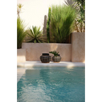 Vase rond en terre cuite et rotin noir naturel 33 cm