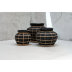 Vase rond en terre cuite et rotin noir naturel 33 cm