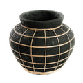 Vase rond en terre cuite et rotin noir naturel 33 cm