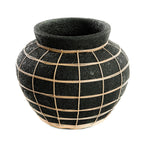 Vase rond en terre cuite et rotin noir naturel 33 cm