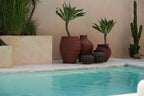 Vase rond en terre cuite et rotin noir naturel 33 cm