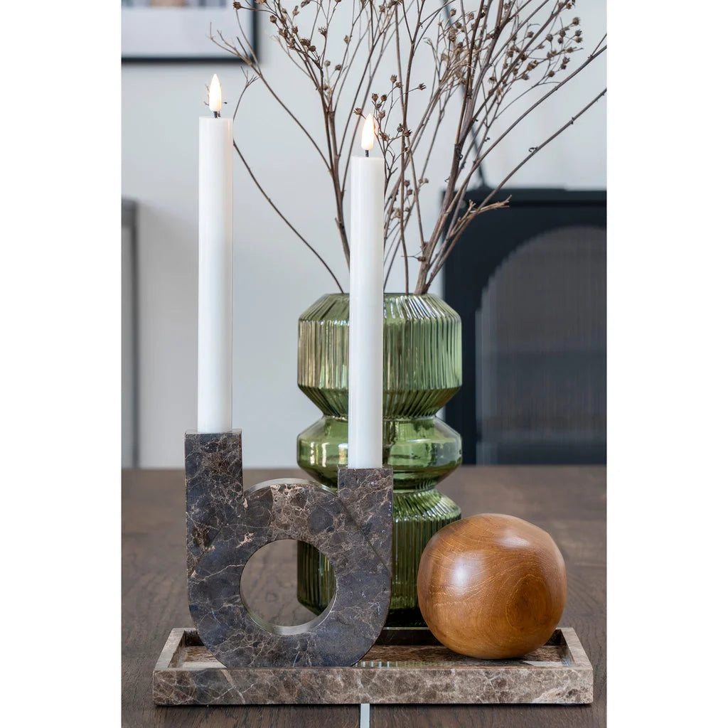 Support de bougie en marbre avec bougies pour décoration intérieure verte 25 cm