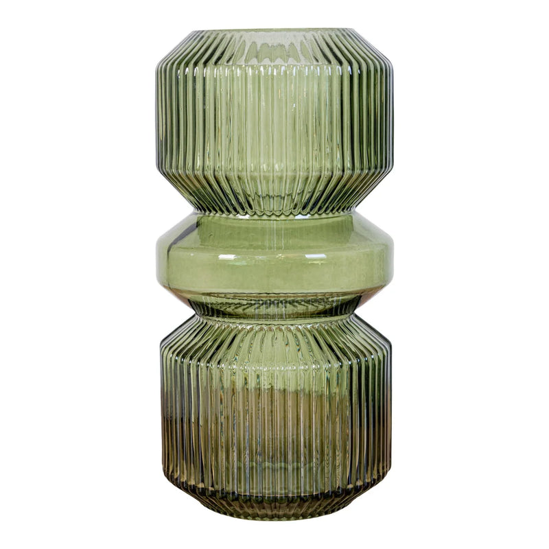 Vase rond en verre vert 25 cm décoration intérieure