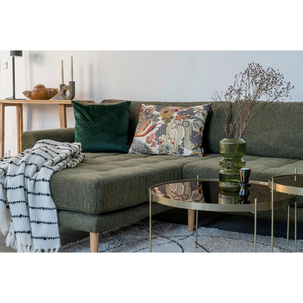 Canapé sectionnel vert olive pour décoration intérieure, large et confortable