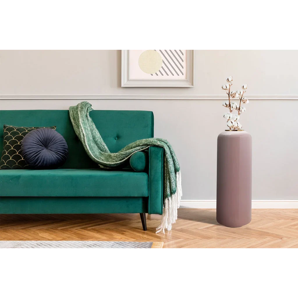 Canapé en velours vert émeraude avec coussins décoratifs et jeté, Bodenvase Art Deco