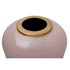 Vase en céramique rose brillant avec ouverture noire ornée d’or pour Bodenvase Art Deco 190 Altrosa Gold