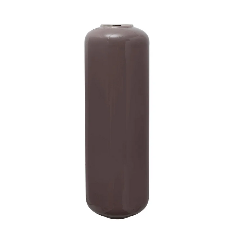 Vase de sol cylindrique taupe finition brillante – H91 cm