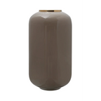 Vase Art Deco 250 Taupe / Gold, vase cylindrique haut taupe avec bord en or