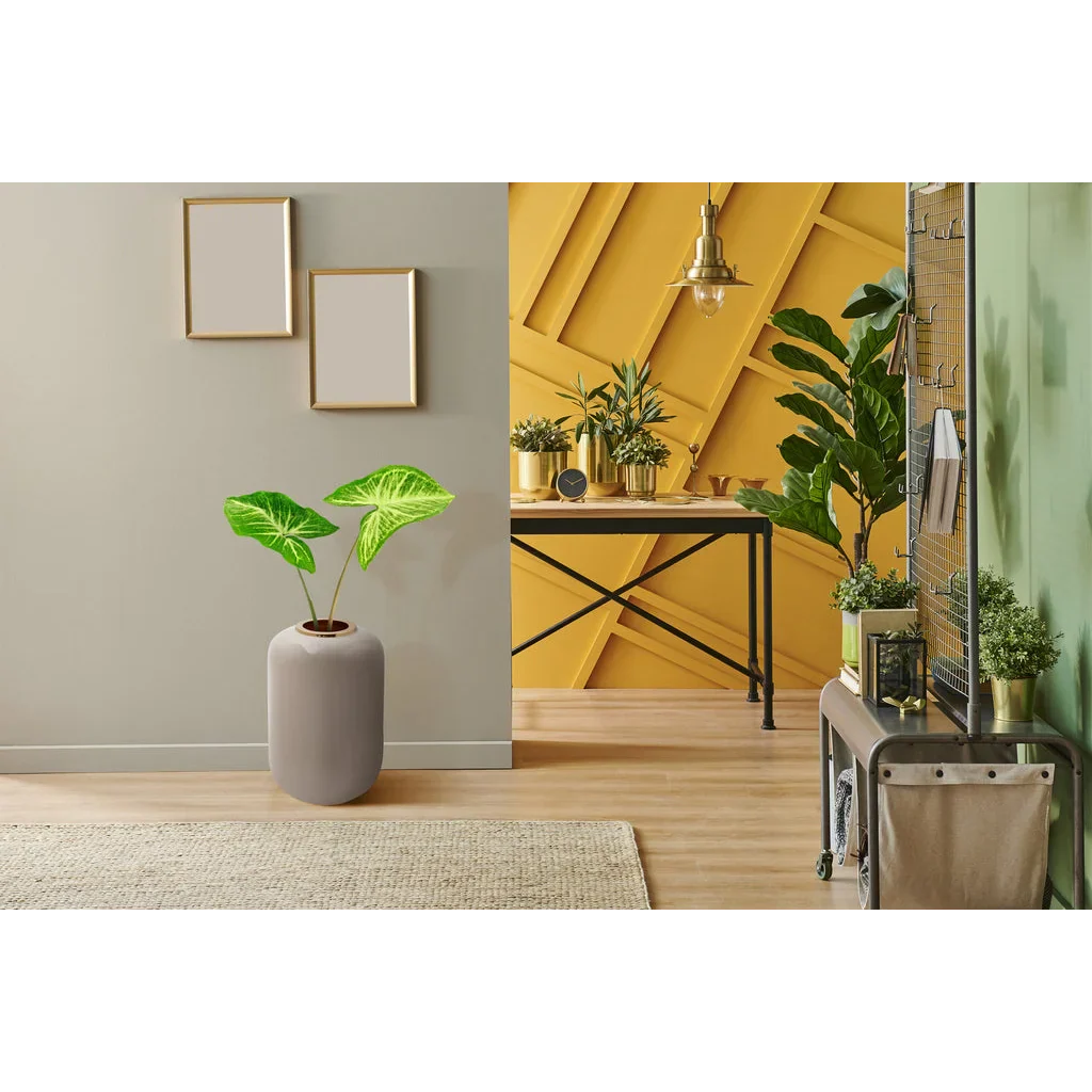 Vase Art Deco 250 Taupe / Gold avec deux grandes feuilles vertes en forme de cœur