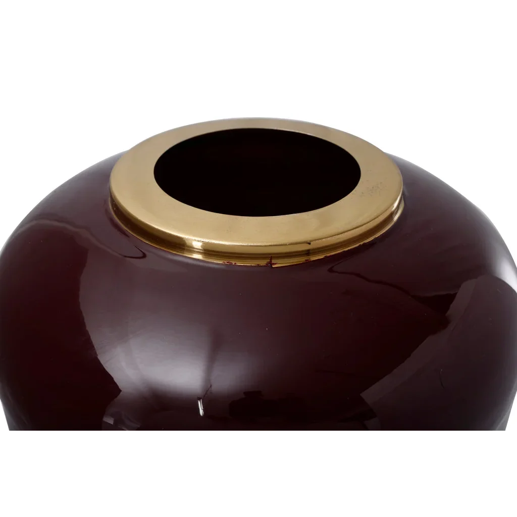 Vase Bodenvase Art Deco 180 Beere en rouge foncé brillant avec ouverture dorée