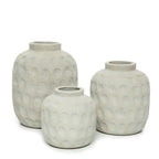 Trois vases en béton texturés off-white pour la décoration moderne Le Vase Tendance S