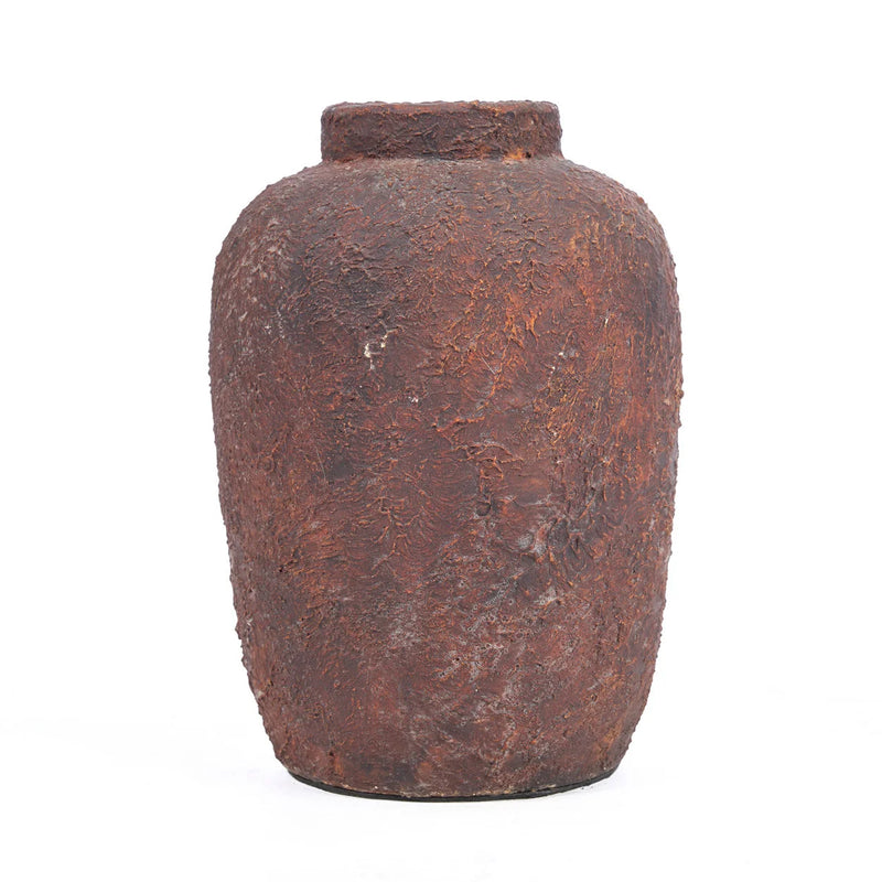 Vase en terracotta finition brun rouille texturée – H20 cm - S