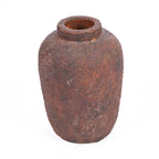 Vase en terracotta brun rouille texturé, H20 cm, surface irrégulière