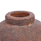 Vase en terracotta brun rouille texturé, H20 cm, bord irrégulier