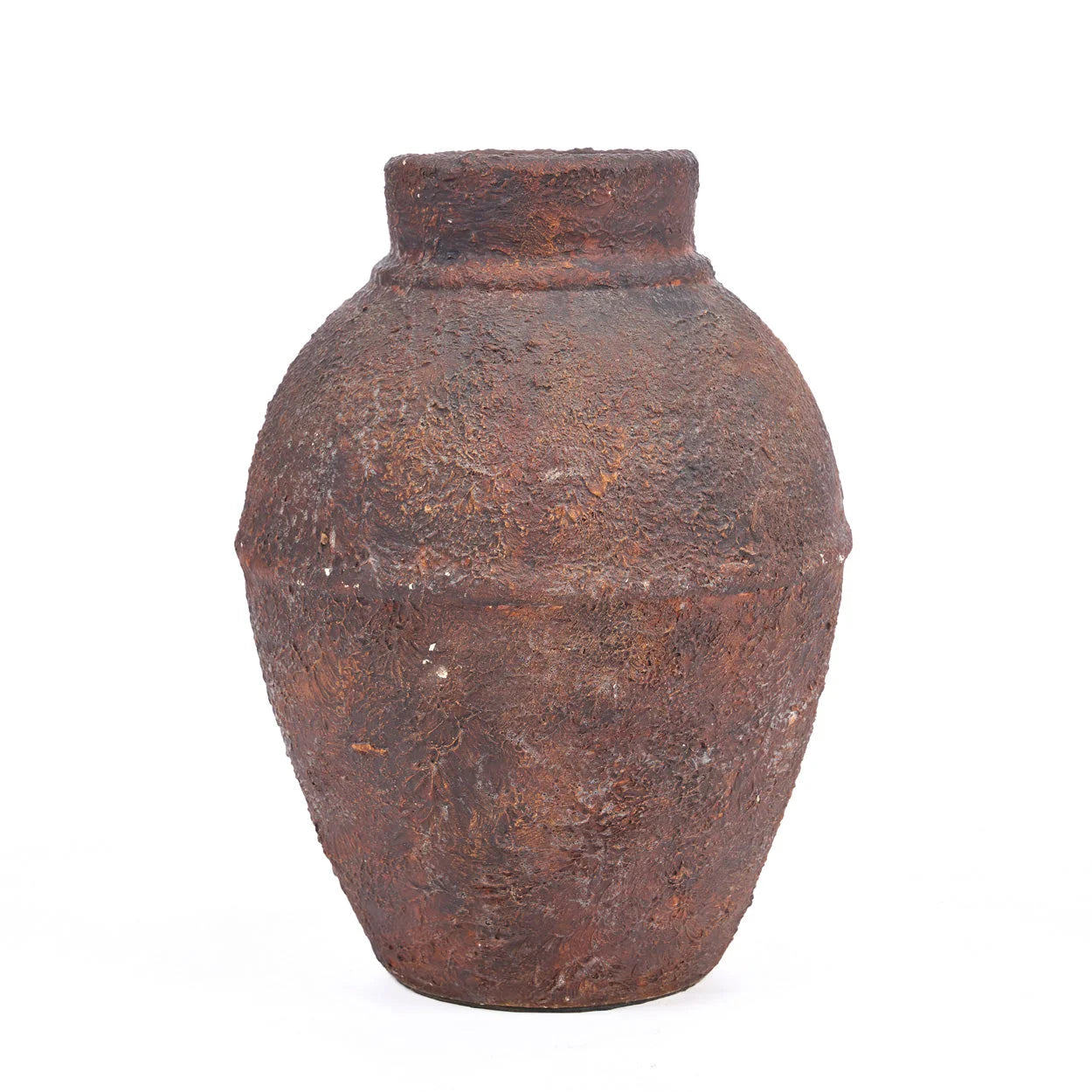 Vase terracotta texturé bordeaux forme jarre rustique H30 cm