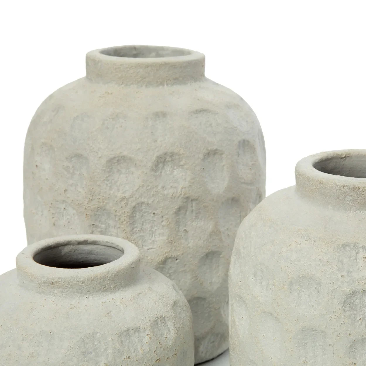 Vase en terre cuite béton motif contemporain H22 cm