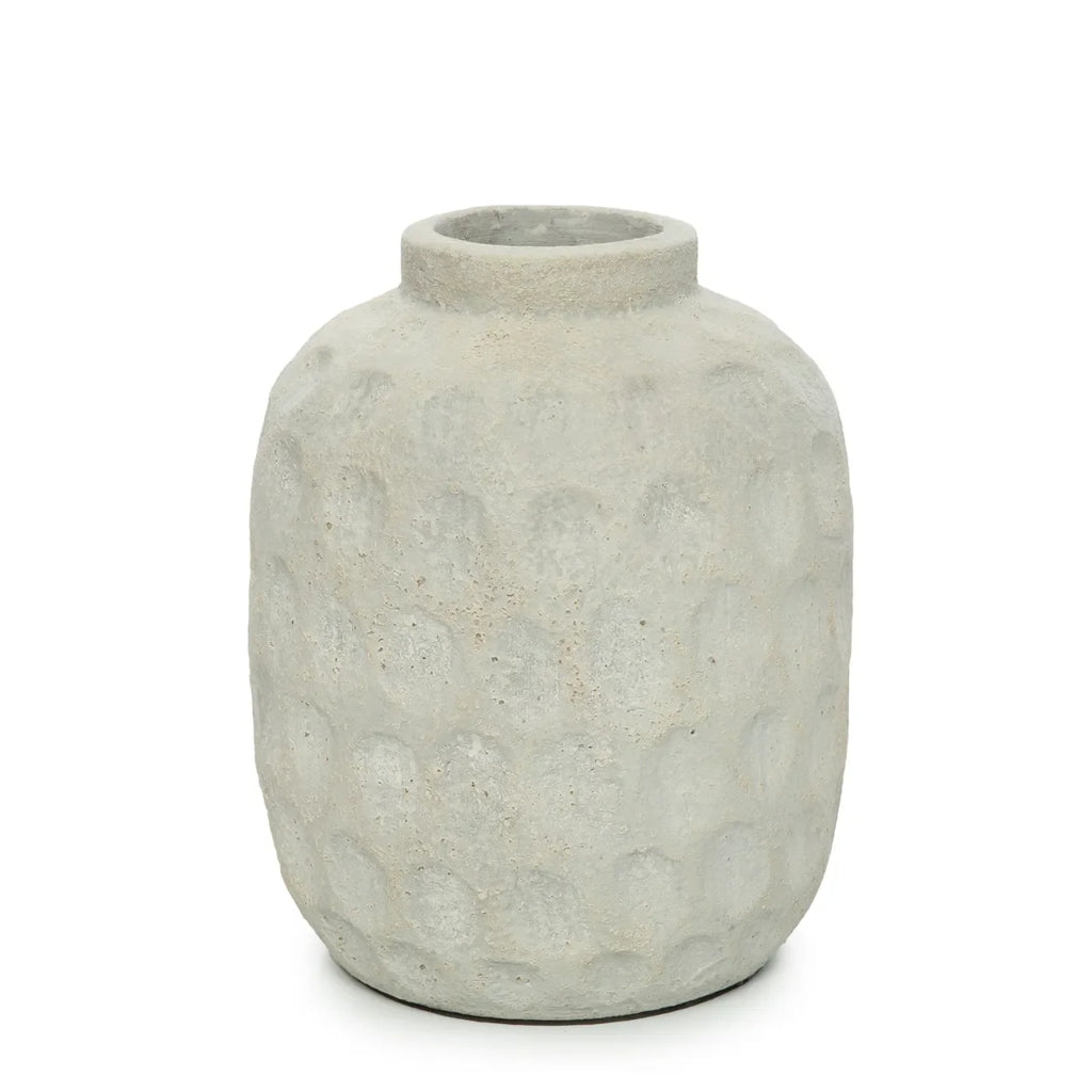 Vase en terre cuite béton motif contemporain H22 cm