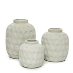 Vase en terre cuite béton motif contemporain H22 cm