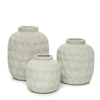 Vases en céramique blanche avec surface texturée et motif contemporain H22 cm