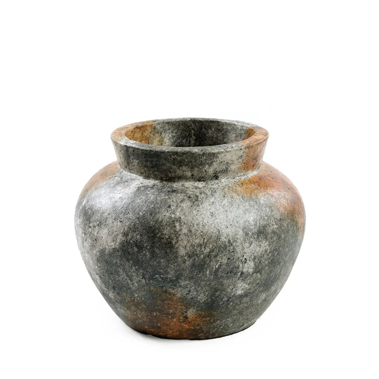Vase en terre cuite gris antique de 19 cm pour fleurs sèches with aged gray-toned ceramic pot