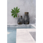 Vase en terre cuite gris antique effet minéral – H22 cm