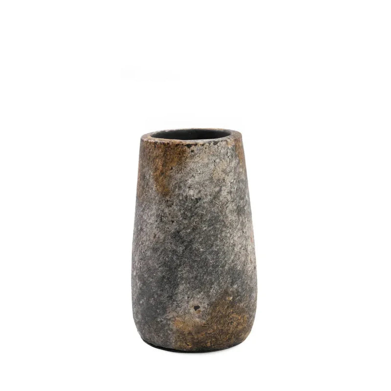 Vase en terre cuite gris antique effet minéral – H22 cm - S