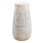 Vase en terre cuite gris avec treillis en rotin naturel – H31 cm
