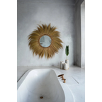 Vase en terre cuite gris avec treillis en rotin naturel – H31 cm