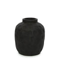 Vase en terre cuite noir 18 cm avec surface organique texturée et matte