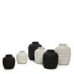 Vases en terre cuite noire et blanche avec texture motif contemporain 18 cm