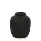 Vase en terre cuite noir 18 cm avec motif contemporain et texture élégante