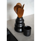 Vase en terre cuite noir fait main 13 cm x 6 cm