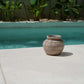 Pot en terre cuite avec motif en grille, 25 cm, mélange de rotin et béton naturel