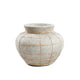 Vase en terre cuite et rotin gris texturé avec grille en bambou, 25 cm, béton naturel