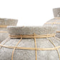 Vases en terre cuite et rotin gris avec accents en bambou, 25 cm, béton naturel