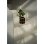Vase en terre cuite et rotin noir naturel H23 cm