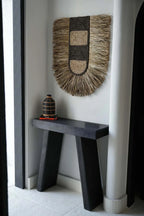 Vase en terre cuite et rotin noir naturel H23 cm