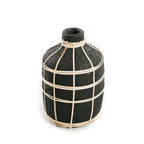 Vase en terre cuite et rotin noir naturel H23 cm