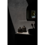 Vase en terre cuite et rotin noir naturel H23 cm