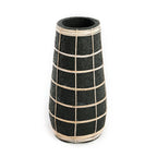 Vase en terre cuite et rotin noir naturel H31 cm