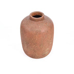 Vase en terre cuite texturée brun terracotta à col court, H40 cm