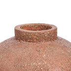 Vase en terre cuite texturée brun terracotta à col court H40 cm